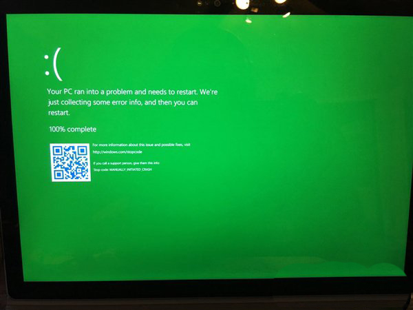 Windows 10“绿屏”死机正式亮相：仅限于内测版本